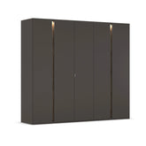 Larisa 251cm Graphite & Atlantic Oak Hinged 5 Door Wardrobe - Pendle Village Furniture
